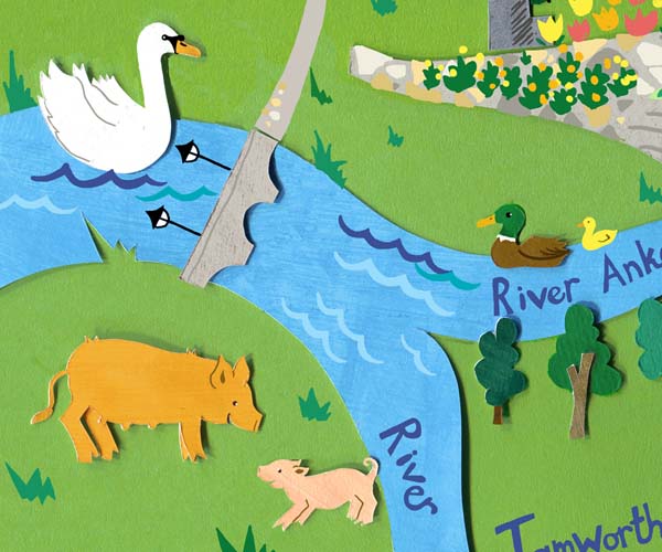 Tamworth Personalised Illustrated Map – Hireillo | Hire an Illustrator