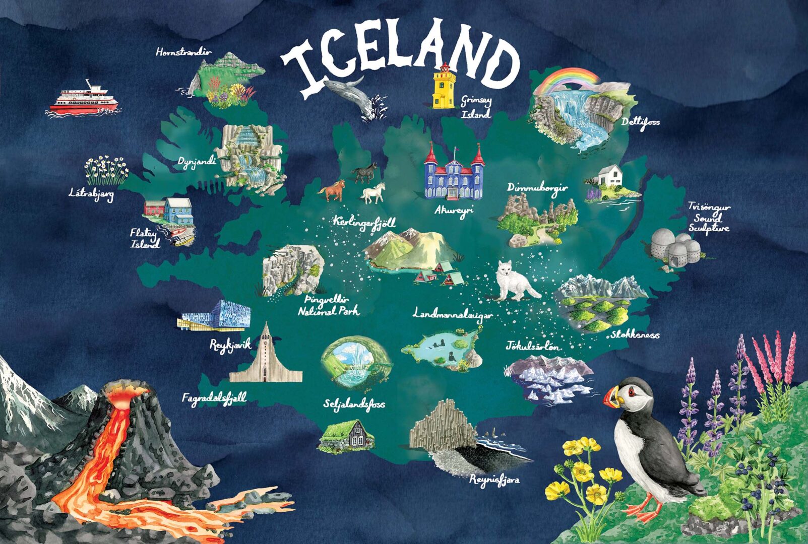 Map of Iceland for Assouline Publishing – Hireillo | Hire an Illustrator